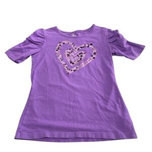 1989 Place girls Purple sequined Heart T-Shirt size L 10-12